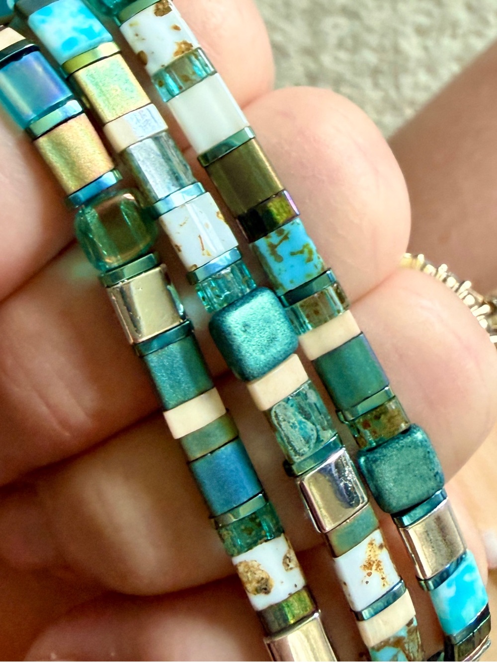 Women’s Turquoise Multi-Bead Stretch Bracelet - Unbranded